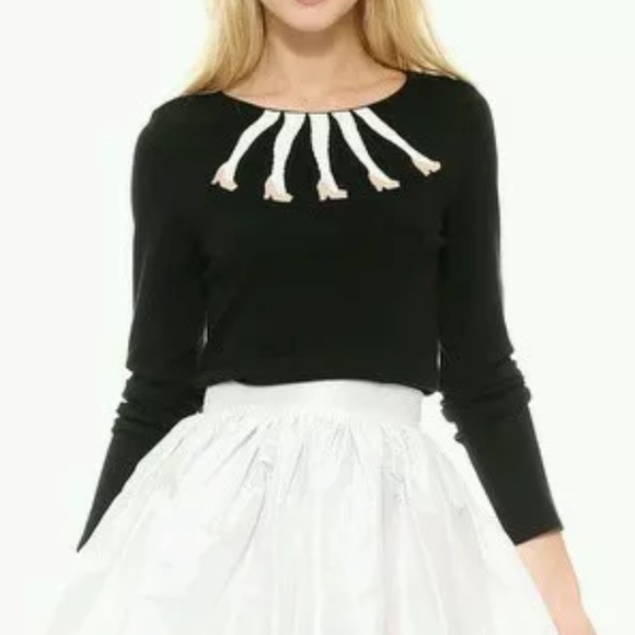 Alice + Olivia Intarsia Legs Boxy Sweater Wool Knit Top XS